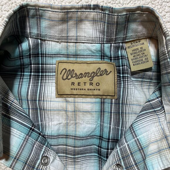 Wrangler Retro Western Plaid Button-Up Shirt men S pearl snap button Cowboy - Picture 5 of 9
